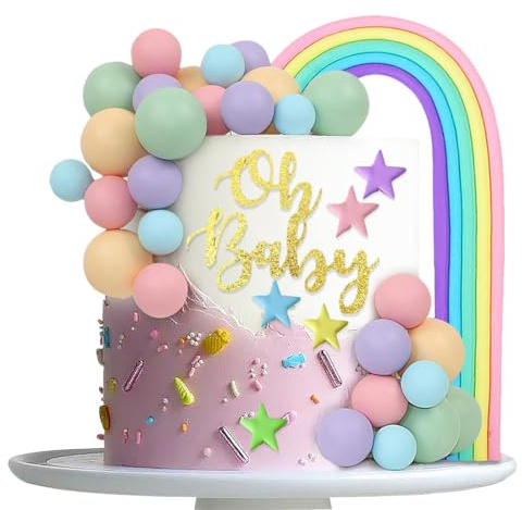 27Pcs Rainbow Cake Decorations Rainbow Diy Baking Cupcake Decorations Mini Balloon Decorations Suitable For Birthday Baby Shower Christmas Wedding Party