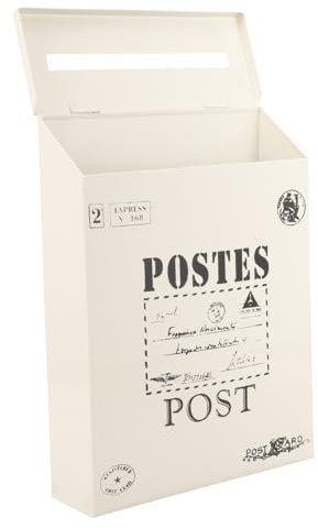 NULYLU Cassetta Postale in Ferro Da Parete Vintage Grande Supporto Da Parete Per Cassetta Postale Da Esterno Per Uffici e Comunità Colore Bianco Crema Resistente e Pratica