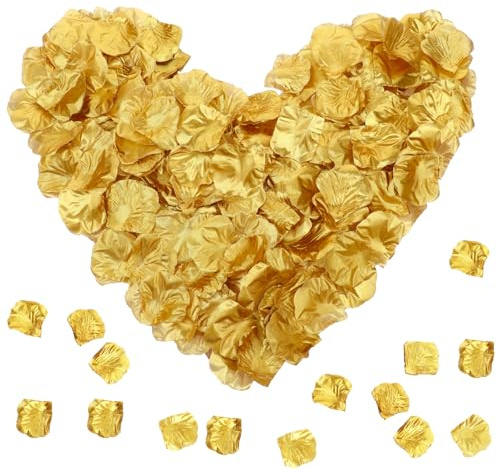Bewudy 300 Fake Rose Petals, Gold Silk Rose Petals, Gold Party Activities | for Romantic Night, Romantic Festive Atmosphere Creation for Marriage Proposal, Wedding Valentine's Day Decoration