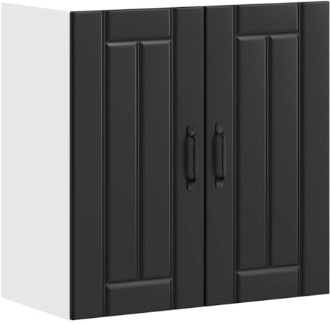 vidaXL Kitchen Wall Cabinet Lucca Black Engineered Wood, kitchen wall unit, cabinet for kitchen wall, wall cabinets with doors, mounted wall cabinet