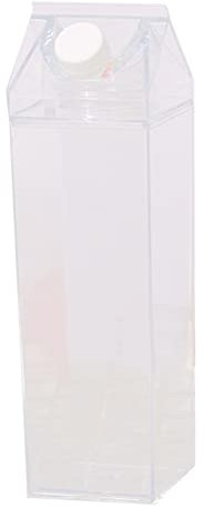 Jwthee Bouteille d'eau en carton de lait, boîte à lait en plastique, bouteille d'eau réutilisable, bouteilles d'eau étanches, bouteilles de jus carrées avec bouchons