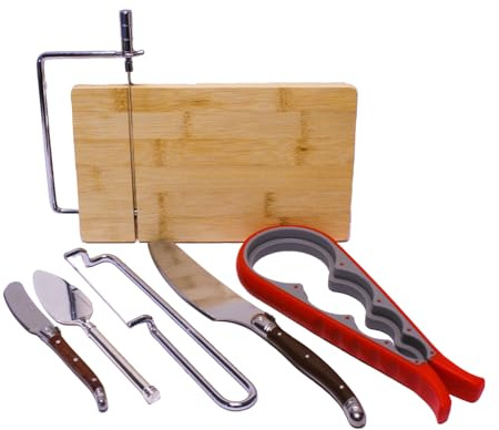 Foie Gras Utensil Set – Cutter Lyre, Wooden Board, Knife, Server, Spreader & Jar Opener | 6-Piece Gourmet Serving Accessories | Elegant Slicing & Presentation