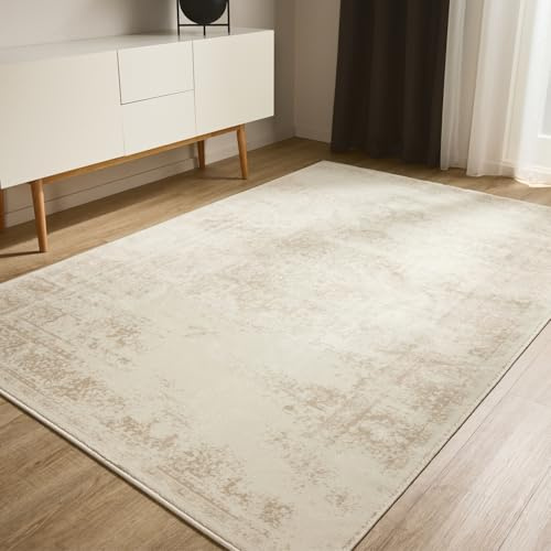 benuta Basic Teppich Suki - Creme/Beige 80x150 cm - Kunstfaser - Rechteckig & im Style: Vintage, Orient Style - Pflegeleicht für Wohnzimmer Schlafzimmer