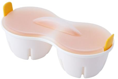 Machine à œufs pochés antiadhésive à 2 cavités avec couvercle résistant à la chaleur, 22 x 8,6 x 8,6 x 11,9 cm, gadget de cuisine pour micro-ondes, repas rapides et faciles du matin