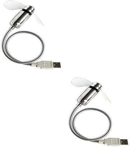 DIYEAH 2 Piezas ventilador de cuello de cisne portátil ventilador USB para escritorio Luminoso mini Ventilador LED ventilador pequeño conveniente manguera