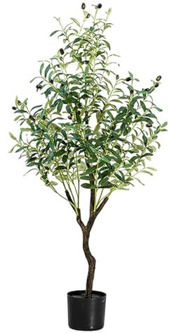 CURBX Olivier Artificiel Plante Artificielle Intérieur Arbre Artificiel, Artificielle PE Haut Olivier, Feuilles Et Fruits Réalistes, pour Bureau Hôtel Centres Intérieur Extérieur(180cm/5.9ft)