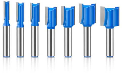 7 piezas de vástago recto de 8mm, brocas de carburo de tungsteno de doble flauta, fresa for herramienta de carpintería