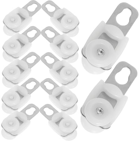 QUMIIRITY 20 Piezas De Poleas para Cortinas: Ganchos para Rieles, Poleas, Rieles, Deslizadores De Techo De Plástico, Barras para Ventanas, Portadores De Rodillos De Doble Rueda, Riel para