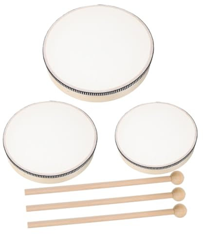 LRXIYODE Tambourins à Main en Bois pour Adultes 3 Tailles Instrument De Percussion Professionnel Usage Scène Musique Enseignant Lot De 3