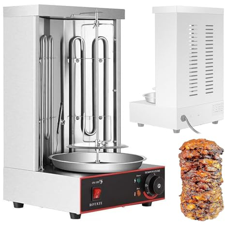 ZEEKYFOR Asador Vertical eléctrico para Shawarma, Kebab, Parrilla de Acero Inoxidable de 50-300℃, Horno Giratorio para Pollos, Ideal para Restaurantes Comerciales y Cocinas Domésticas