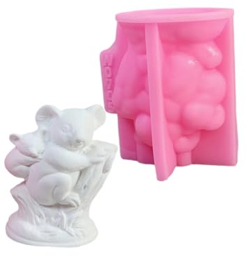 Pjeghbvop Koala - Molde de silicona con forma de vela para bebé, suministros para manualidades, molde de silicona koala con adorno de fundición para bebés