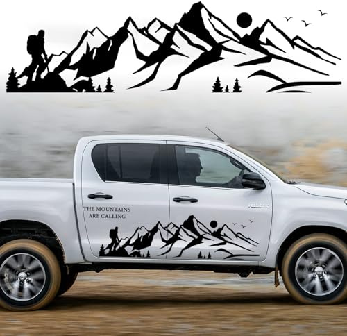 Autoaufkleber Berge Wald Vögel, Universal Auto Motorhaube Dekoration Aufkleber, Wasserdicht Vinyl Dekoration Aufkleber für SUV Geländewagen Wohnmobil Karosserie Seitentür Kofferraum, 100 x 28cm