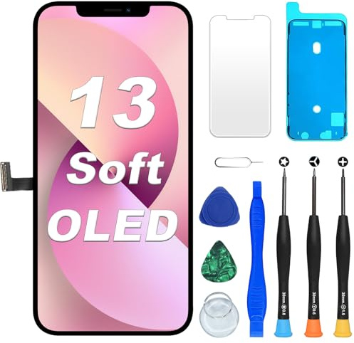 DIGI4U Soft OLED Pantalla para iPhone 13, 6,1'' Pulgadas FHD Truetone Face ID Pantalla [Not LCD] para iPhone 13 Digitalizador táctil con Herramientas de reparación