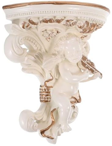 UTHCLO Europäisches Engel Regal aus Widerstandsfähigem Resin Dreidimensionale Schutz Segensskulptur Kreatives Wanddekor für Wohnzimmer und Hochzeit Kleine Cherubische Wandablage