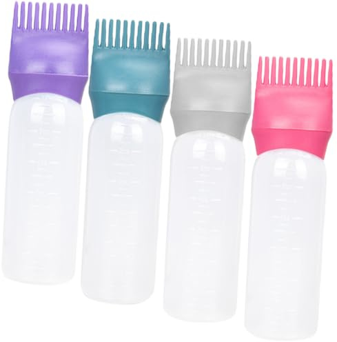 Cabilock Botellas Aplicadoras de Peine Material Pp para Tinte de Cabello 4piezas 120ml Práctico sin Dañar el Cuero Cabelludo para Tratamientos de Belleza en Casa