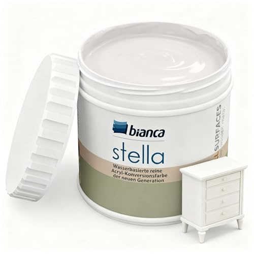 Bianca Stella Furniture Paint Without Grinding - Water-Based Perfumed Furniture Paint for Wood, Kitchen Cabinet, Table, Chair - Ivory White, Glossy, Scratch-Resistant, High Coverage, 500 ml