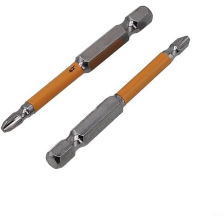 Lot de 2 tournevis électriques plus perceuses cruciformes PH2 Hrc62 en alliage d'acier magnétique 6,35 mm hexagonal pour tige (65 mm)