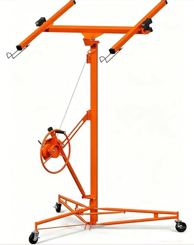 Drywall Lift 11 FT, Heavy-Duty 150 Lbs Drywall Rolling Lifter Panel, Sheetrock Hoist Lift Drywall Jack Lift for Ceiling, Drywall Panel Hoist with 360° Adjustable Telescopic Arm & 3 Lockable Wheels