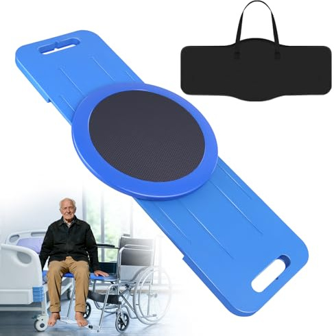 LOSCHEN Tabla de transferencia de 75 cm con disco giratorio deslizante de 360°, para personas mayores, para transferir desde silla de ruedas a la cama, al baño, a la bañera, al coche (azul)