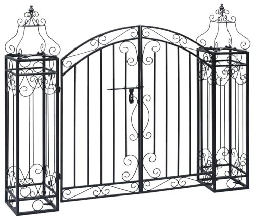 Gecheer Cancello da giardino in ferro battuto, design elegante, dimensioni 122x20,5x100 cm, facile installazione, robusto e resistente, per ingressi e spazi esterni