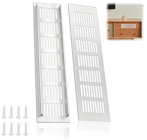 2 unidades de Rejilla de Ventilación para Puerta, Rejilla Ventilación Rectangular de Aluminio Blanca 80x300mm,para la Ventilación de Armarios Dormitorios Cocinas,Color Blanco