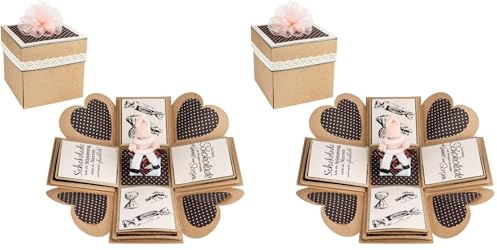 Ideen mit Herz Kraftpapier-Überraschungsbox | Geschenk-Verpackung | Hochzeit | 12,5 cm x 12,5 cm x 12,5cm | 300 g/m² | 25-teilig (Packung mit 2)