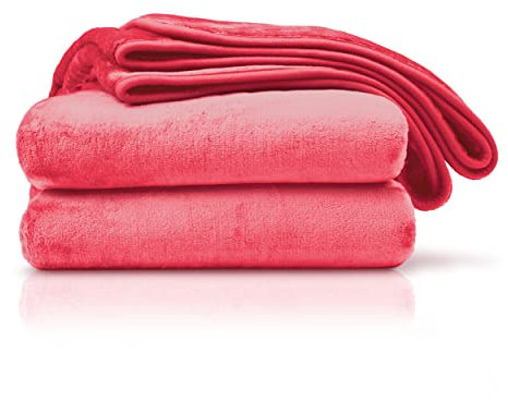 Amago - Couverture Extra Douce, Sensation Cachemire, 220 x 240 cm - Rouge