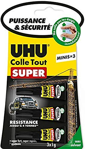 UHU Superlim – superstarkt omedelbart gellim, supersnabbt och superstarkt, lösningsmedelsfritt, klart, minirör 3 x 1 g