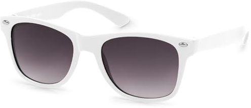 styleBREAKER Occhiali da sole Nerd Kids Nerd con montatura in plastica e lenti in policarbonato, design classico retrò 09020056, colore:Montatura Bianco/Vetro Grigio Sfumato