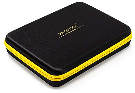 Hi-SHOCK 3D Brillenetui/Hardcase Quad-Case für Vier Brillen. Hartschalen Box mit Reißverschluss & Zubehörfach | inkl. 4X Mikrofasertücher | 32 x 23 x 6,5 cm | schwarz