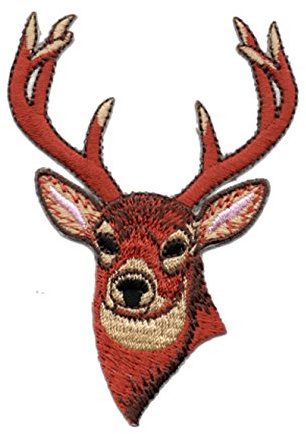 2 Aufnäher Bügelbild Aufbügler Iron on Patches Applikation Hirsch 5,6 x 8,4cm vor171-3