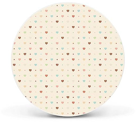 banjado Magnettafel Ø 47cm Weiß - Magnetwand aus Metall - Magnetpinnwand als Memoboard - Pinnwand Magnettafel Küche, Büro, Kinderzimmer inkl. 4 Magnete & Montageset - Herzen bunt