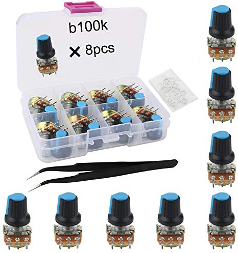 RUNCCI-YUN lineaire cone potentiometre rotatif, WH148, Potentiomètre rotatif, 100k Kit potentiomètre (1 × pincettes anti-statiques)