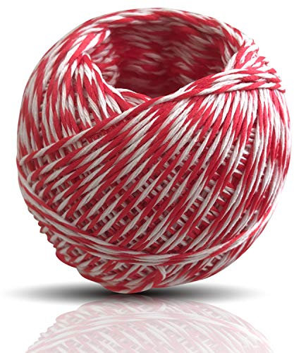 Kerafactum Filo per arrosti rosso bianco per cottura e carne, il filo da cucina è resistente al calore e adatto per alimenti per involtini asparagi o arrosti di salsiccia