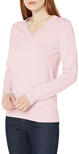 Amazon Essentials Femme Pull Léger à Manches Longues et Col en V, 100% Coton