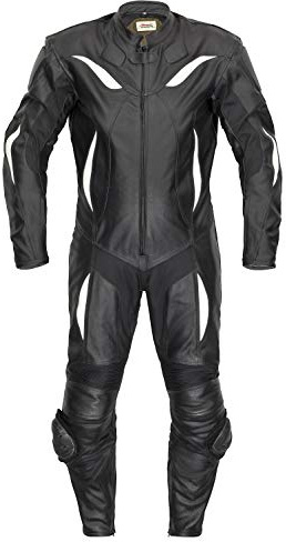 Combinaison de moto en cuir Belezza - En une pièce - Couleur : noir/blanc - Taille : 62