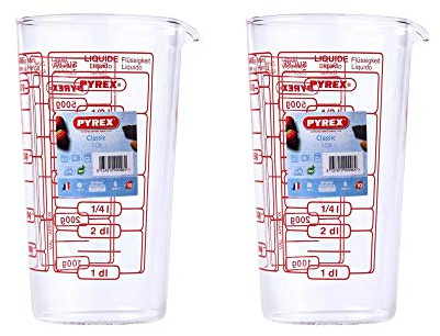 Pyrex Classic Glass Dry Measuring Jug High Heat Resistance 0.5 Litre Transparent (Pack of 2)