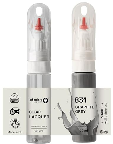 SD COLORS Graphitgrau 831/7831 Ausbesserungslack, 20 ML, praktischer Pinsel zur Reparatur von Kratzern (Farbe + Lack)