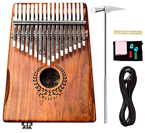 Alnicov 17-Keys Acacia EQ Kalimba,Electric Finger Thumb Piano Built-in Pickup With 6.35mm Audio Interface for Beginners Professional Musical Instruments