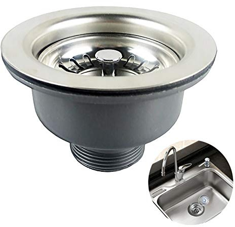 Sink Collection Stainless Steel Kitchen Sink Basket Strainer Plug Waste with Square Overflow 1½ (Medium)