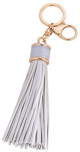 YAZILIND Leder Quaste Frauen KeyRing Geschenk Freundin Beste Freundin Mutter Schwester Handtasche Charme Schlüsselring Dame Anhänger Grau