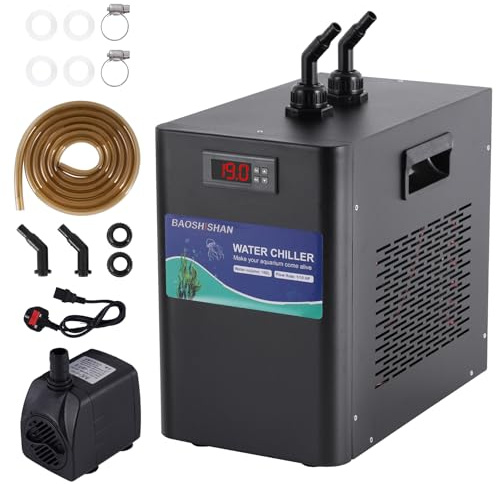 BAOSHISHAN Aquarium Chiller 160L Fish Tank Chiller Water Cooling System | 1/10 Horsepower,Complete Kit,Quiet Compressor,Rapid Cooling,Ideal for Axolotl/Coral/Indoor Hydroponic/Fresh and Salt Water