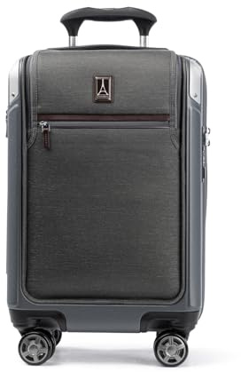 Travelpro Platinum Elite Hardside Expandable Spinner Wheel Luggage TSA Lock Hard Shell Polycarbonate Suitcase, Vintage Grey, Compact Carry-on with Laptop Pocket 20-Inch, Platinum Elite Hardside