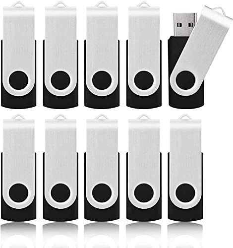 KOOTION 10 Stück USB Sticks 64GB Speichersticks Set USB 2.0 10 STK Memory Stick Metall 64G Thumb Drive 10er Pack Flash-Laufwerke Speicher Sticks 64 Gbyte Flash Sticks USB Flash Drives Bunt, Schwarz