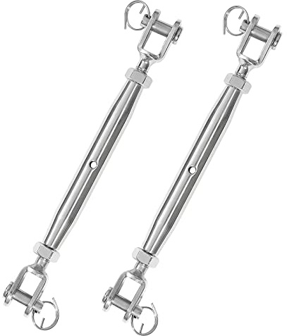 LQSCJS 2PCS 1/4 M6 Turnbuckle Stainless Steel Jaw and Jaw Turnbuckle Rigging Screw, Closed Body Turnbuckle Jaw for Marine Grade