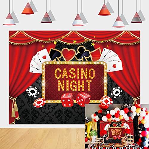 Casino Hintergrund Poker Las Vegas Spieleabend Fotografie Hintergrund für Casino Geburtstag Party Kuchen Tischdekoration Zubehör (2,4 x 1,8 m)