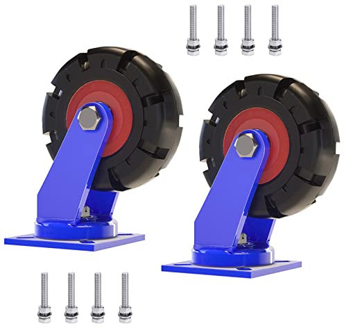 WORDFUN 2 Stück Schwerlastrollen Vollgummi Lenkrolle Mit Schrauben Aus Rostfreiem Stahl, Möbelrolle Mit Kugellager 360°Drehbar, Durchmesser 150 Mm 200 Mm 250 Mm 300 Mm, Für Trolleys
