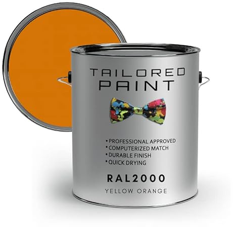 RAL2000 Yellow Orange 1L Litre Direct To Metal 1k Brush or Spray On Paint Gloss Smooth Finish Exterior & Interior (All-in-One Primer, Undercoat & Topcoat - Corrosion & Rust Resistant)