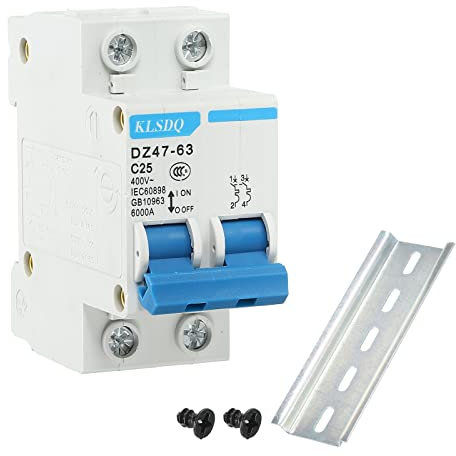 sourcing map Leitungsschutzschalter Niederspannung AC 25A 400V 2 polig DIN DZ47-63 C25