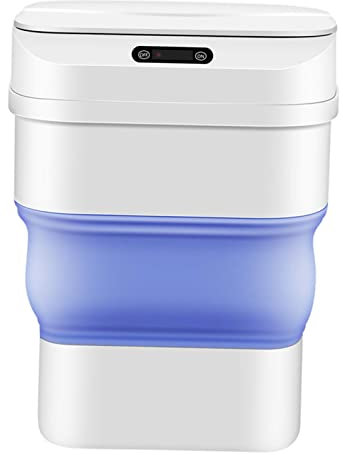 misppro Cubo de basura automático plegable de 8 l a 17,5 l para cocina, baño, oficina, papelera sin contacto, color azul